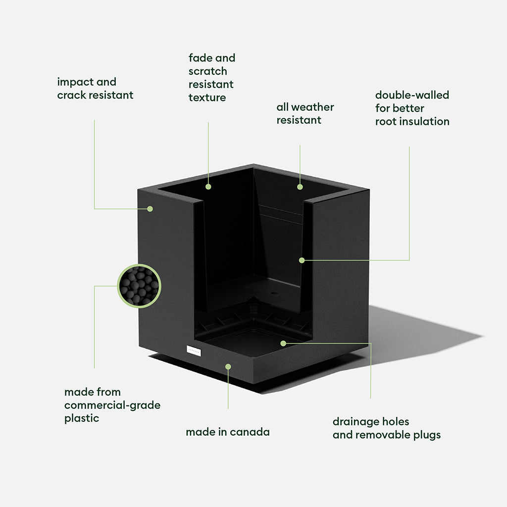 Block Cube Planter Black