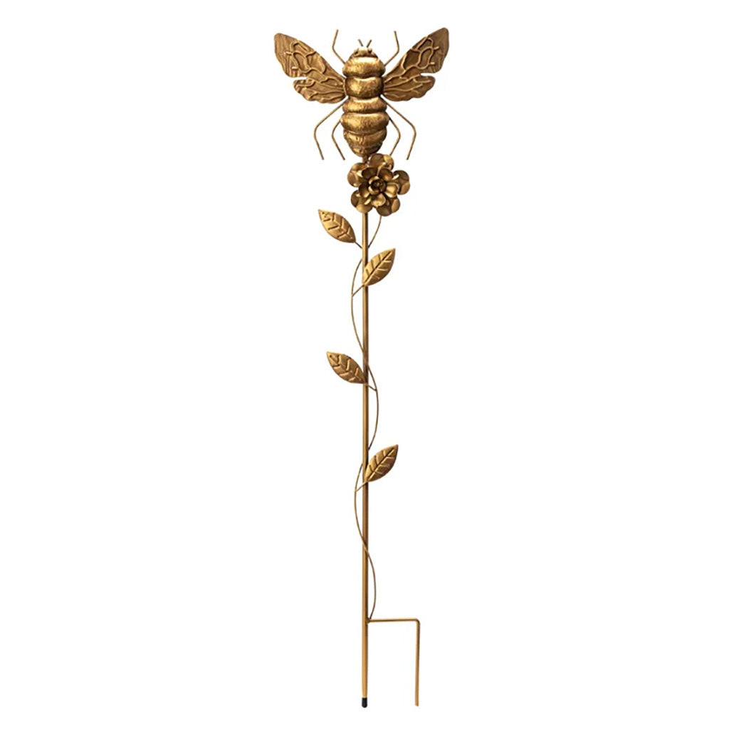 This beautifully crafted flower stake is the perfect addition to any garden. With its vibrant colors and charming design, it's sure to bring a touch of joy to any outdoor space. Measures 9" L x 35" H.