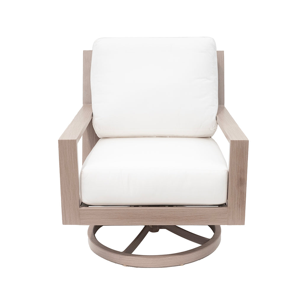 This chic and comfortable lounge chair combines the rustic allure of Driftwood with the timeless elegance of Life Pearl upholstery.