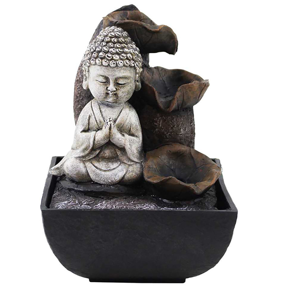 Transform your space into a tranquil oasis with this stunning resin Buddha water fountain. At only 5x5x7.5 inches, it's the perfect size for any room.