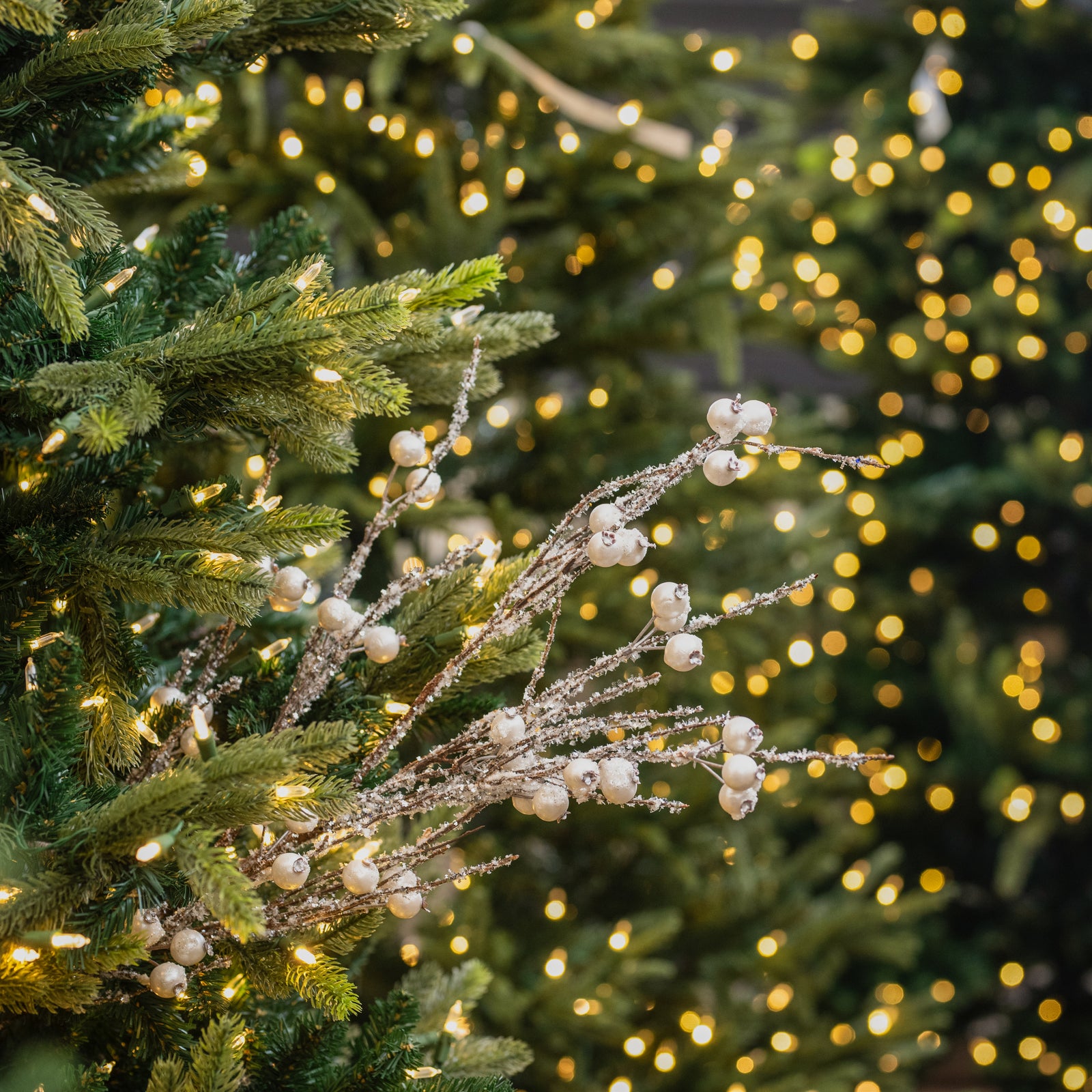 Iced Silver Pearl Berry Bunch