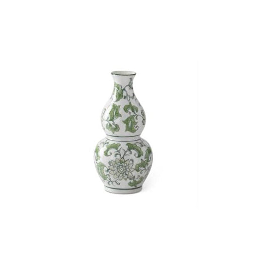 Ceramic Chinoiserie Double Globe Bud Vase Green