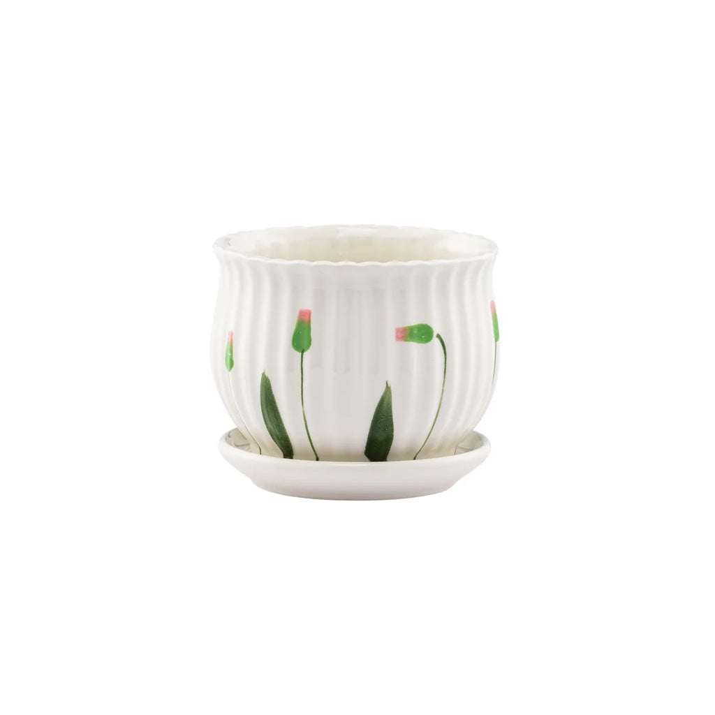 Tassel Flower Planter with Saucer