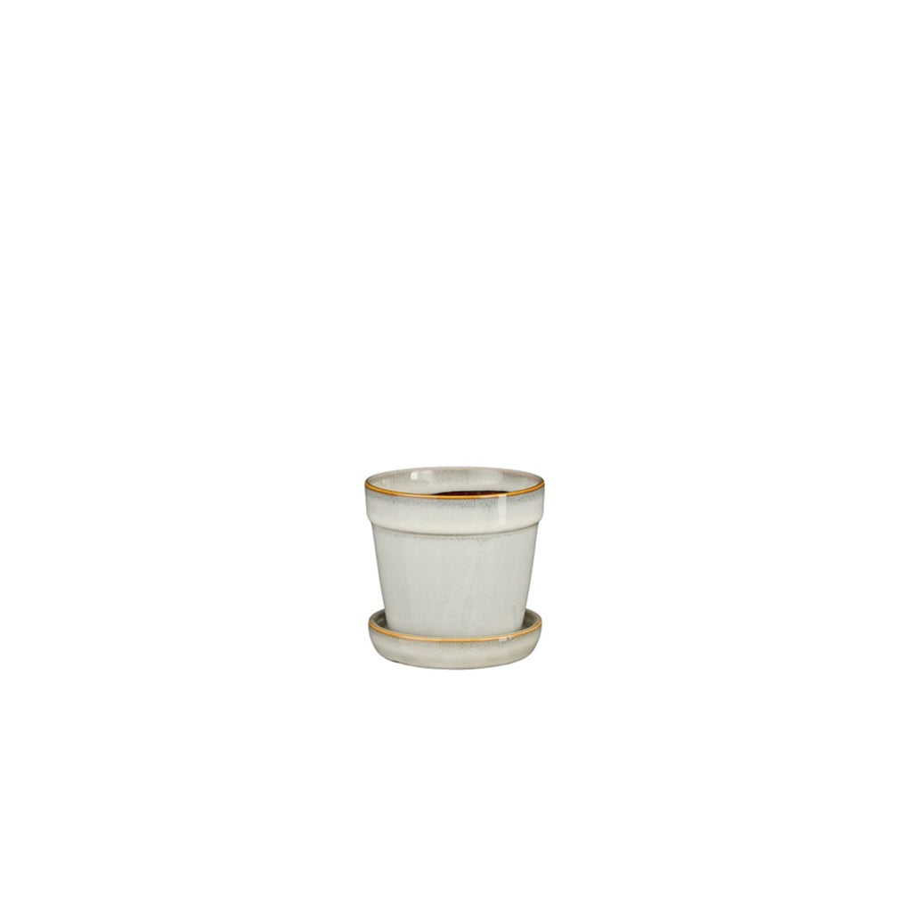 Clint Pot with Saucer Off White