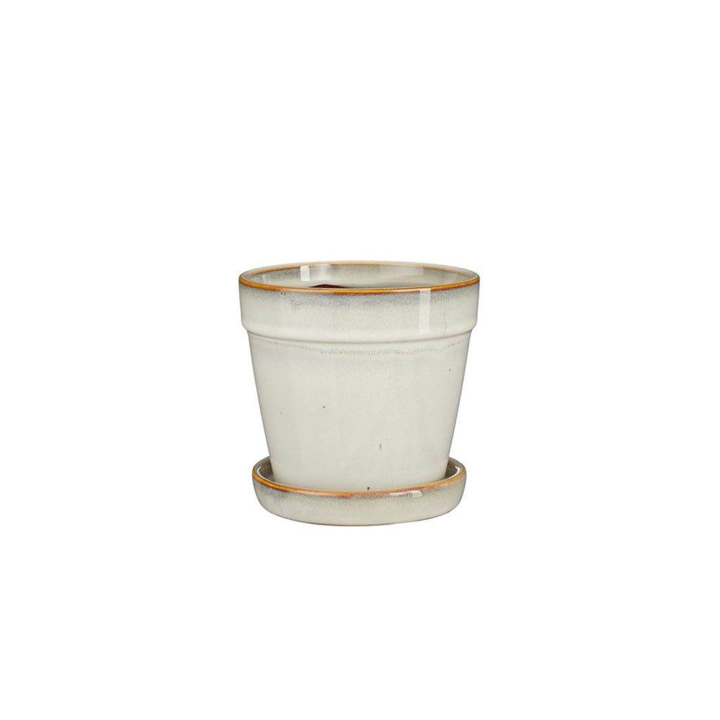 Clint Pot with Saucer Off White