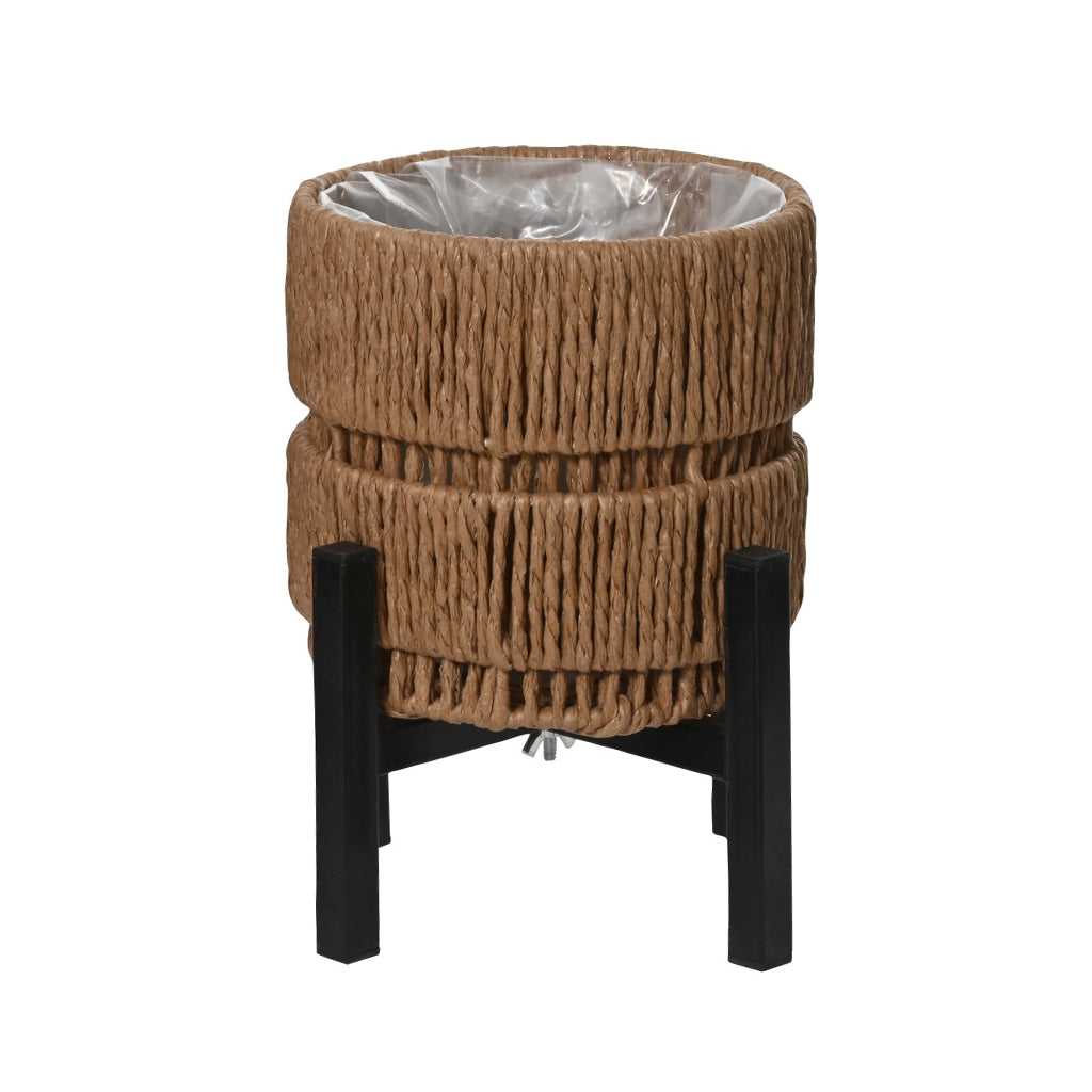 Wicker Planter on Stand Brown