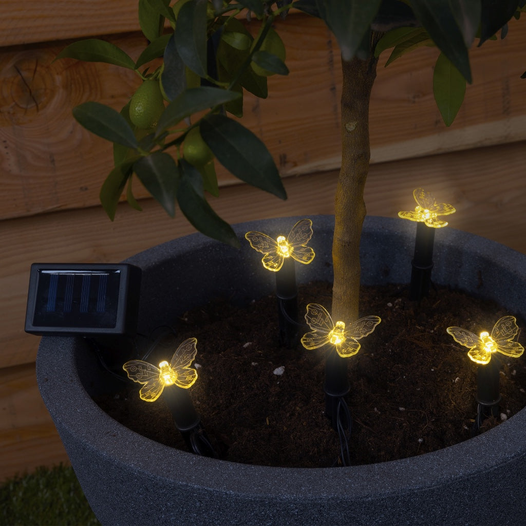 Solar LED 5 Mini Stakes 6" Butterfly