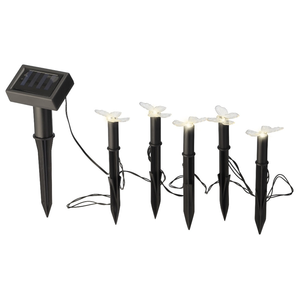 Solar LED 5 Mini Stakes 6" Butterfly