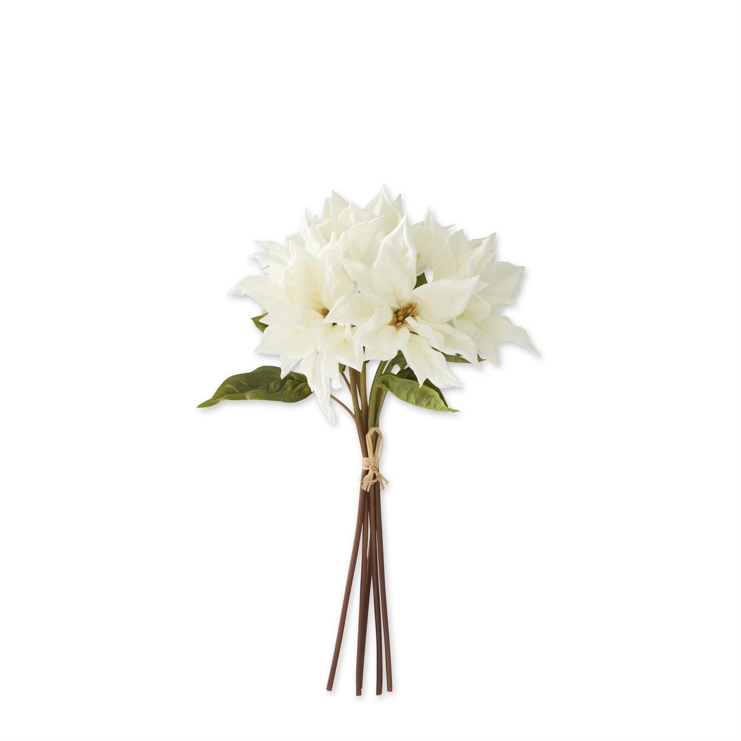 Real Touch White Poinsettia Stem Bundle 18"