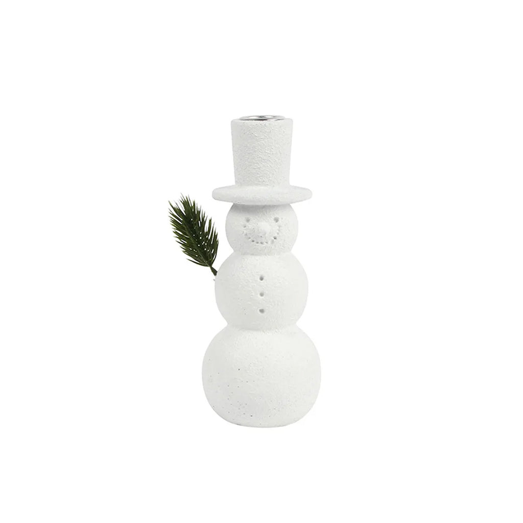 Textured Snowman Taper Candle Holder