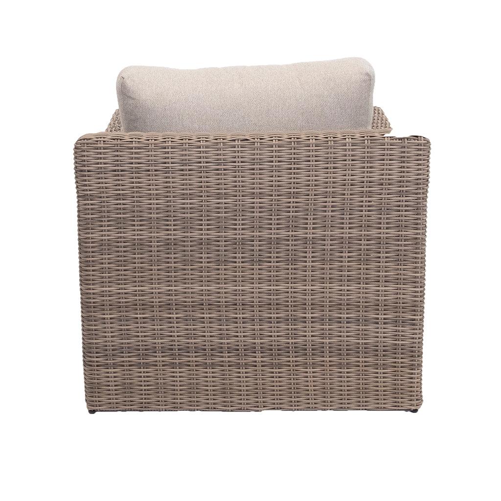 With an alumni frame and driftwood resin wicker finish this three-piece set adds timeless elegance and sophistication into any outdoor living space. Custom-made, woven linen pillows accent the driftwood colour with providing comfortable deep seating for all your summer entertainment. Requires little to no maintenance and can be left outside over winter months.