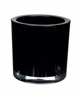 3&quot; Round Glass Container Black