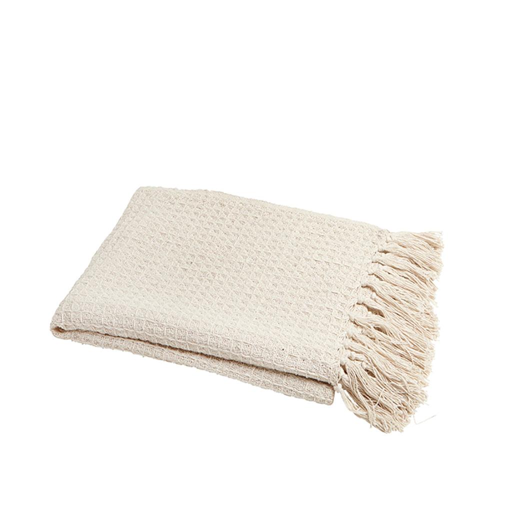 Curl up in luxurious warmth with this throw&#39;s soft and cozy waffle design. The delicate fringe edge adds an elegant touch, and it&#39;s machine washable for easy care.