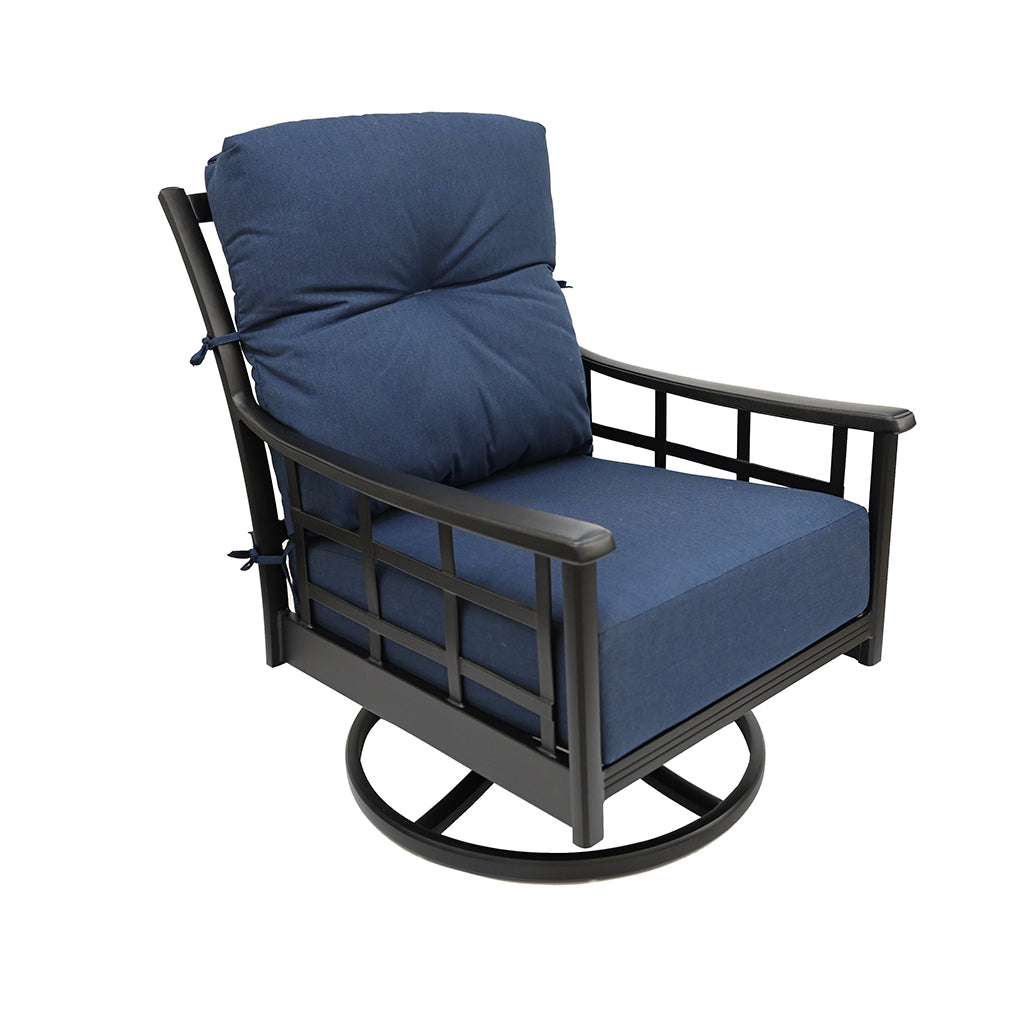 Designed for both comfort and style, this club chair is crafted to elevate your outdoor lounging experience. This crafted, sturdy, aluminum frame &amp; adds a touch of sophistication to your patio or garden, while the included cushions provide plush support for relaxation.