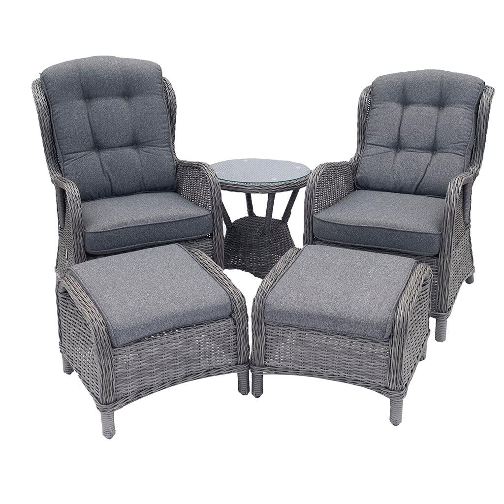 Rio 5Pc Reclining Chat Set - Anthracite/Dark Grey