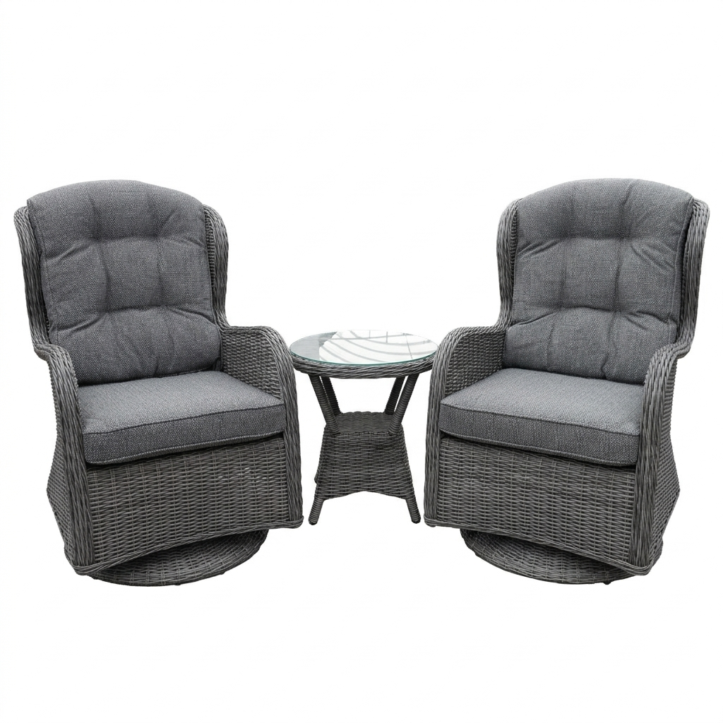 Rio Rocking Chair Set, 3 Piece Anthracite/Dark Grey