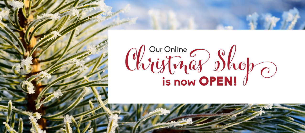 Chritsmas Banner of Sheridan Nurseries where text reading "Our Online Chritsmas Shop is Open!"