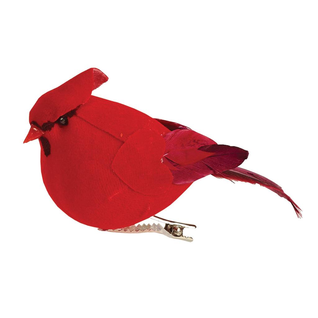 Cardinal Ornament with Clip 5in