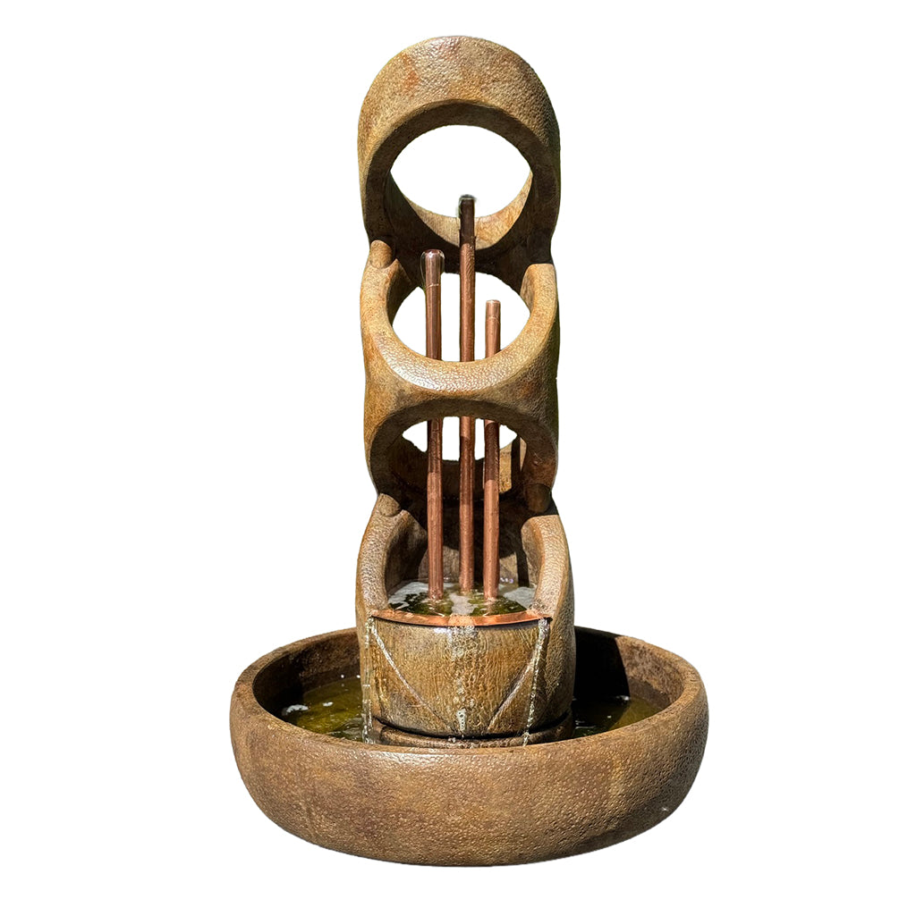 Balancing Rings Fountain With Coper Pipes