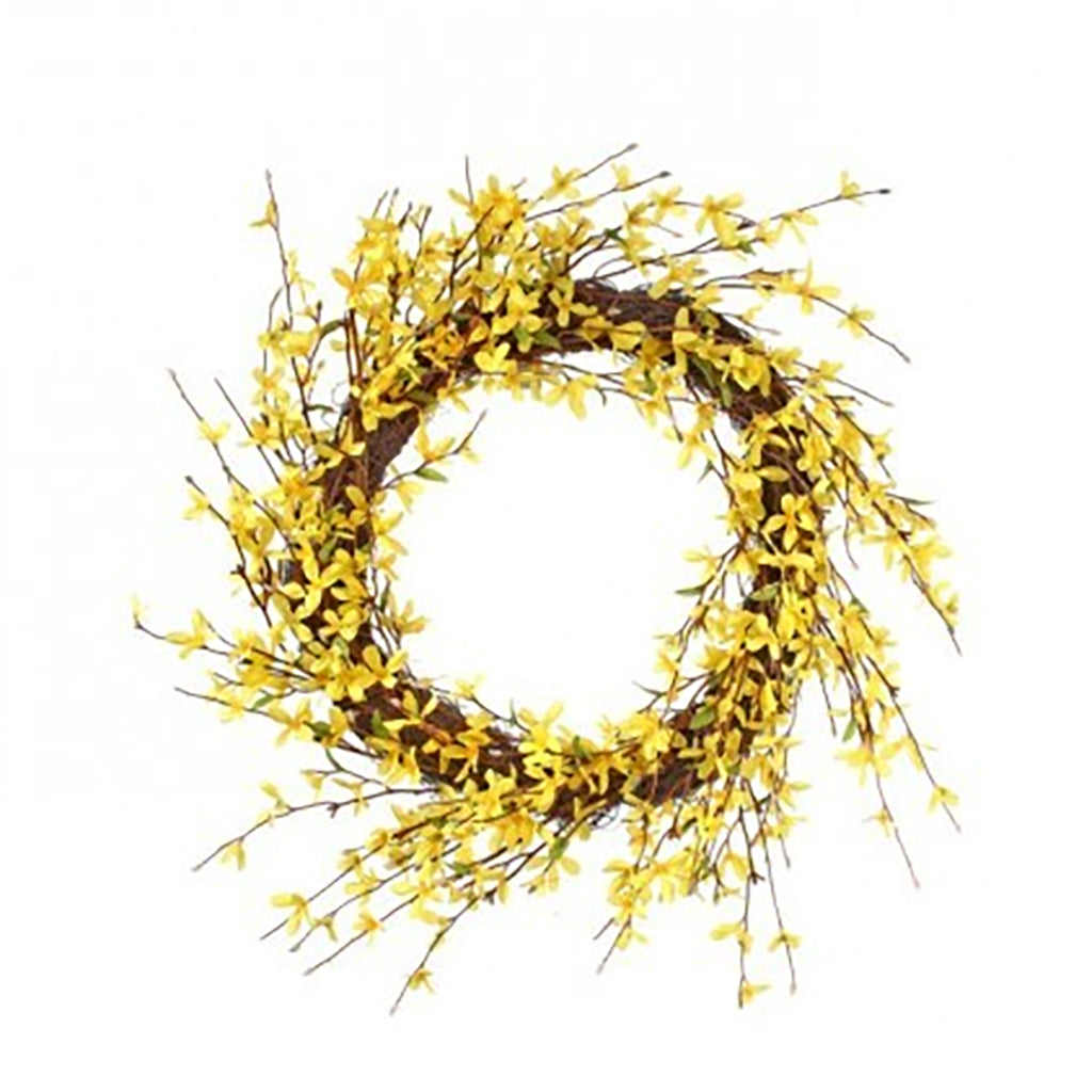 Add a burst of radiant yellow to your Spring décor with the Forsythia wreath, measuring 22inches. 