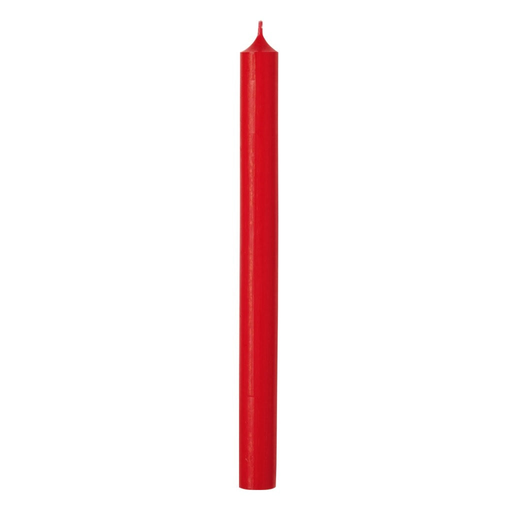 Crafted from 100% Stearin, a pure and natural wax, this candle is a symbol of quality and elegance. With a remarkable 9 hours of burn time, it's designed to infuse your dining table with a warm, inviting ambiance, creating the perfect setting for memorable meals and gatherings. The vibrant red hue adds a touch of sophistication and a pop of color to your décor, making it suitable for both formal occasions and everyday use.