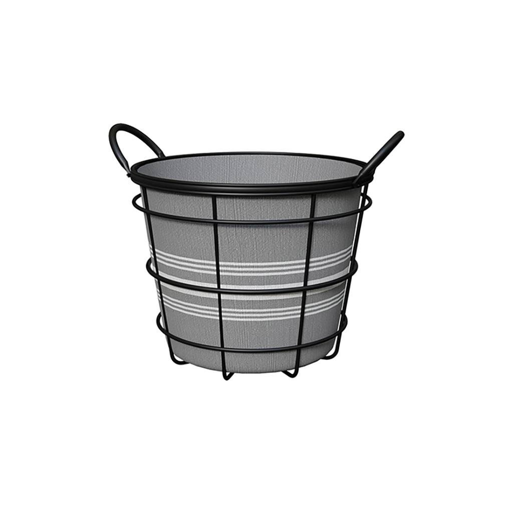 Wire Bushel Basket 10" With Bistro Print Liner