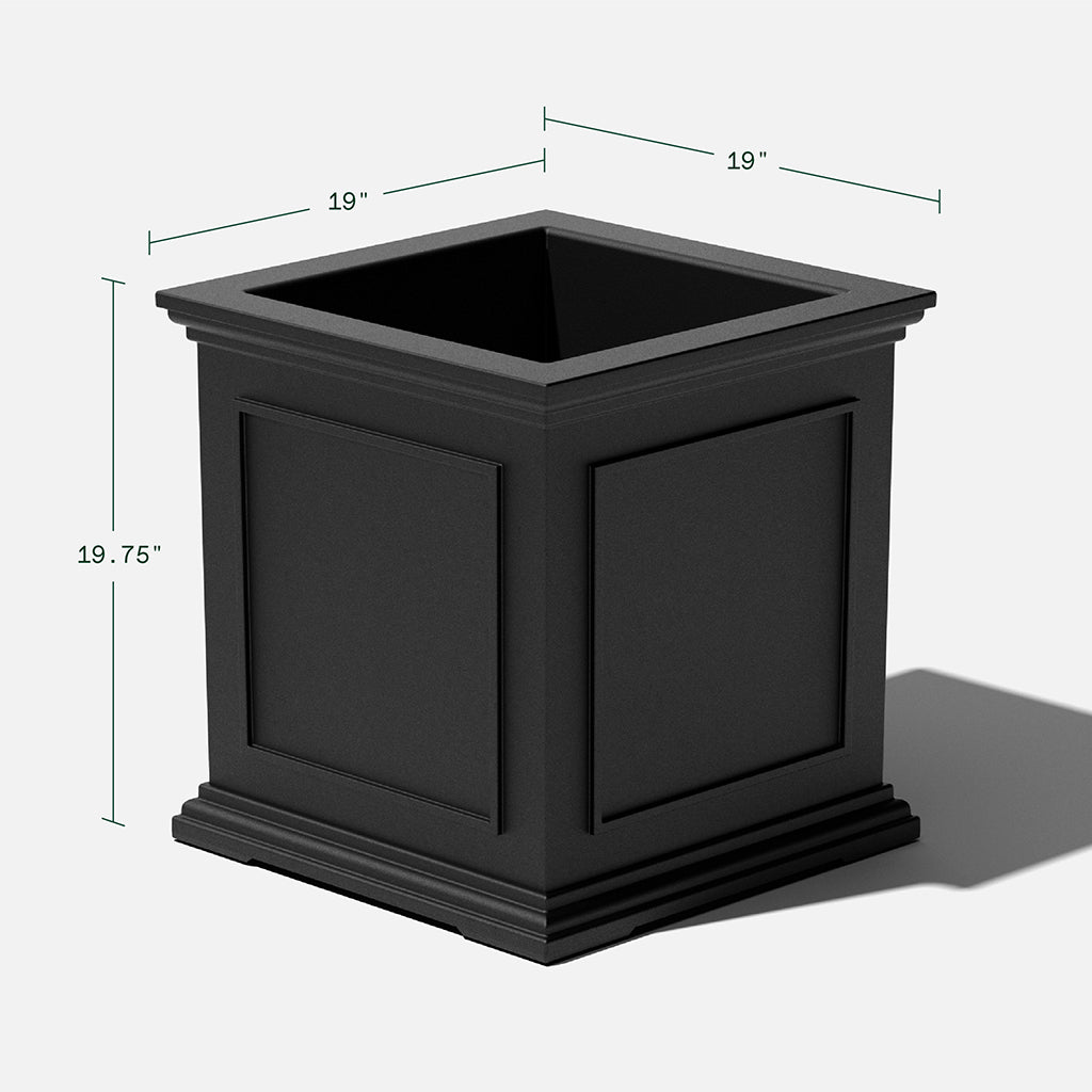 Brixton Cube Planter 19" Black