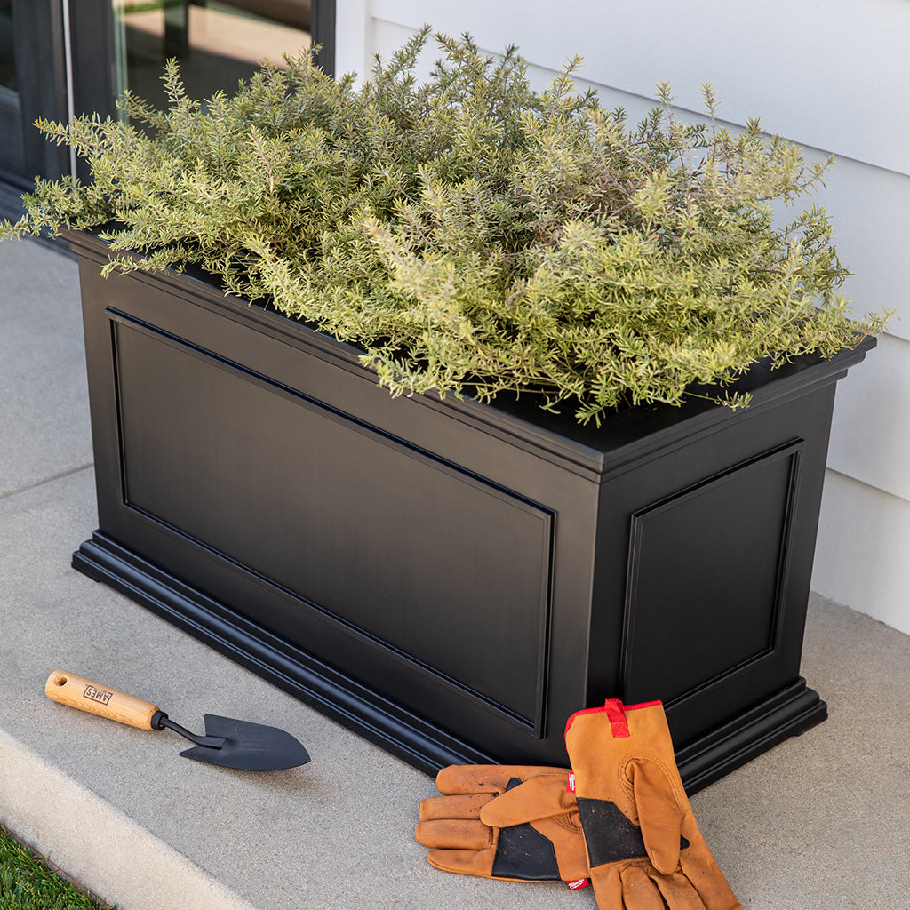 Brixton Rectangular Planter 33" Black