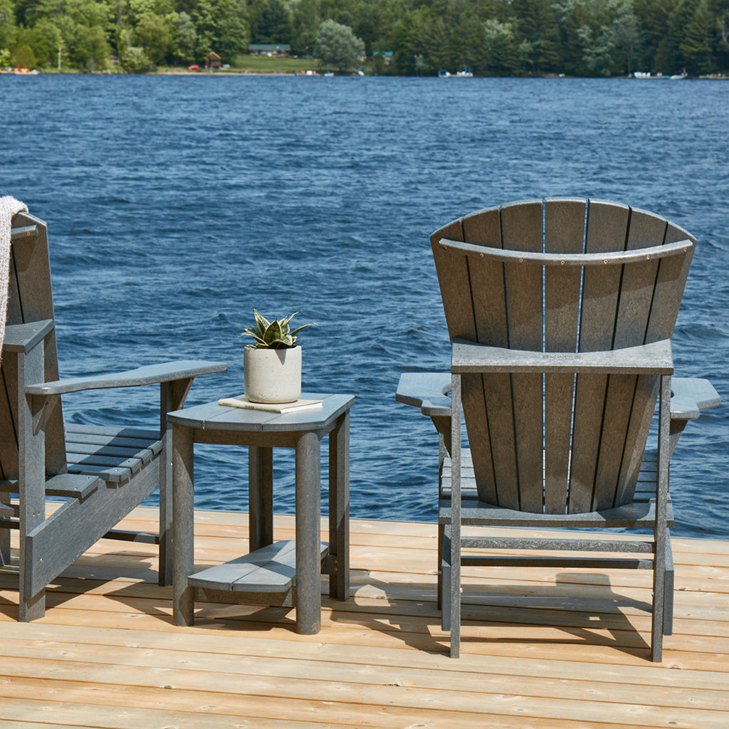 This classic Canadian chair is made of environmentally-friendly recycled plastic and measures 27in D x 31in W x 44in H.
