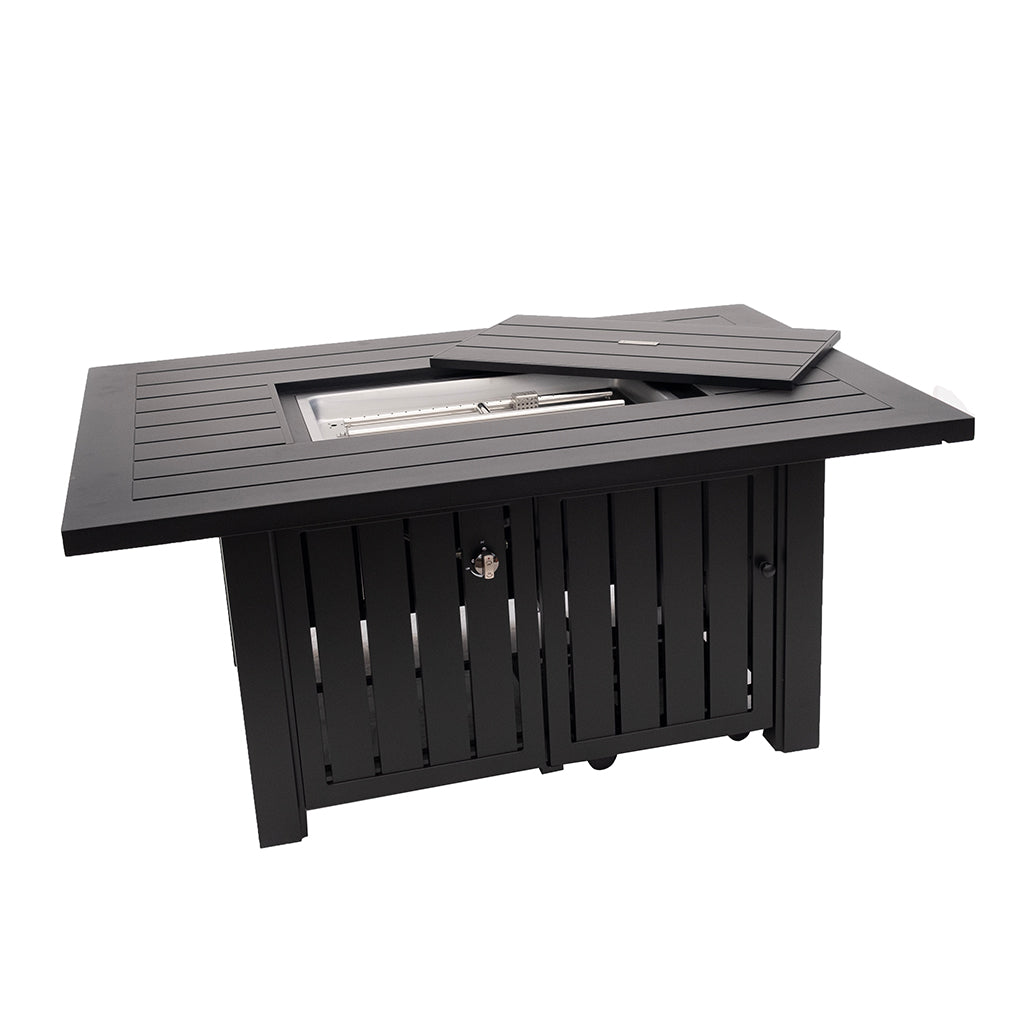 Sherwood Rectangle Fire Table 39x56" Black w/Glass Guard