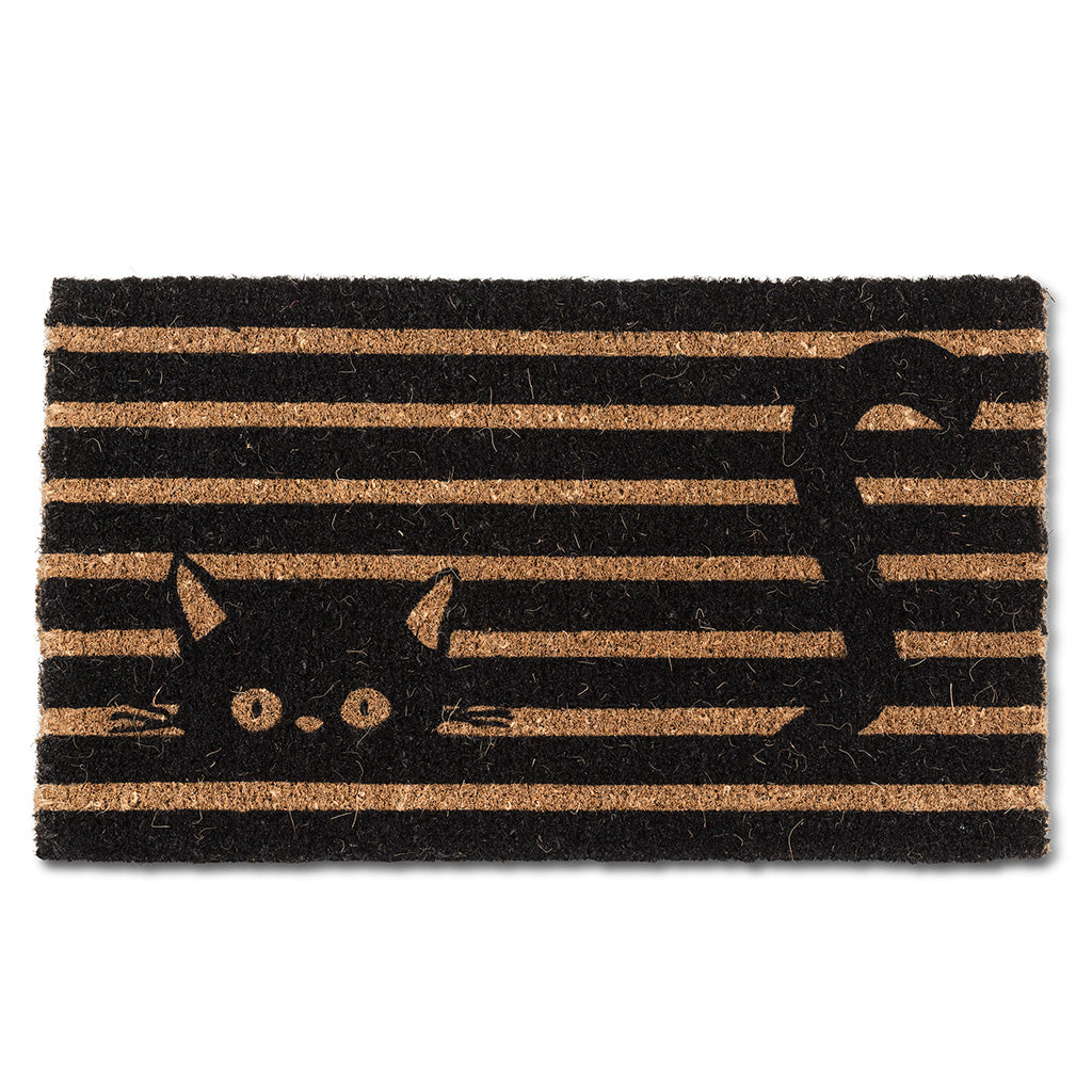 Doormat Peeking Cat In Blinds 18x30