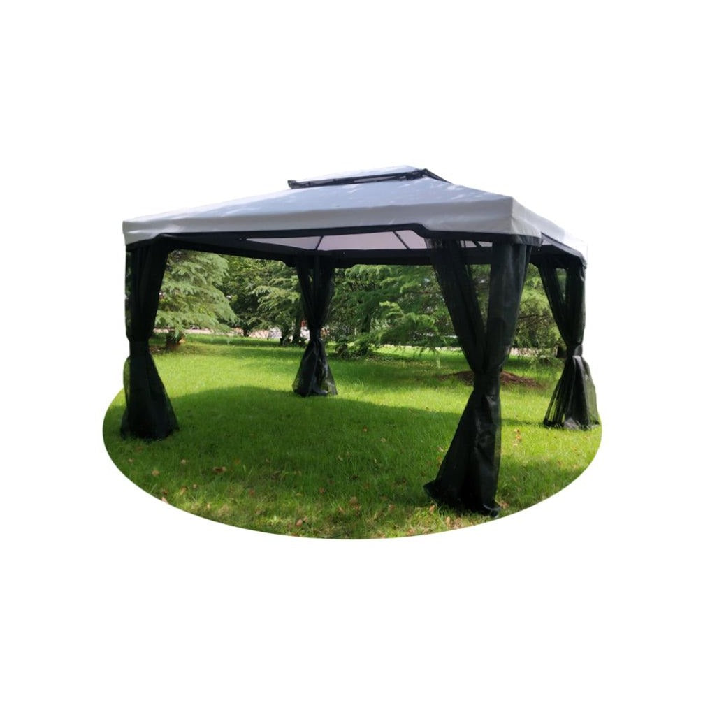 Enjoy the outdoors in style with the Milan 10 x 12&#39; Gazebo. The specially designed Sling-Tex net keeps you cool and protected from the sun while providing a luxurious ambiance. Perfect for entertaining or simply relaxing. Upgrade your outdoor space today!