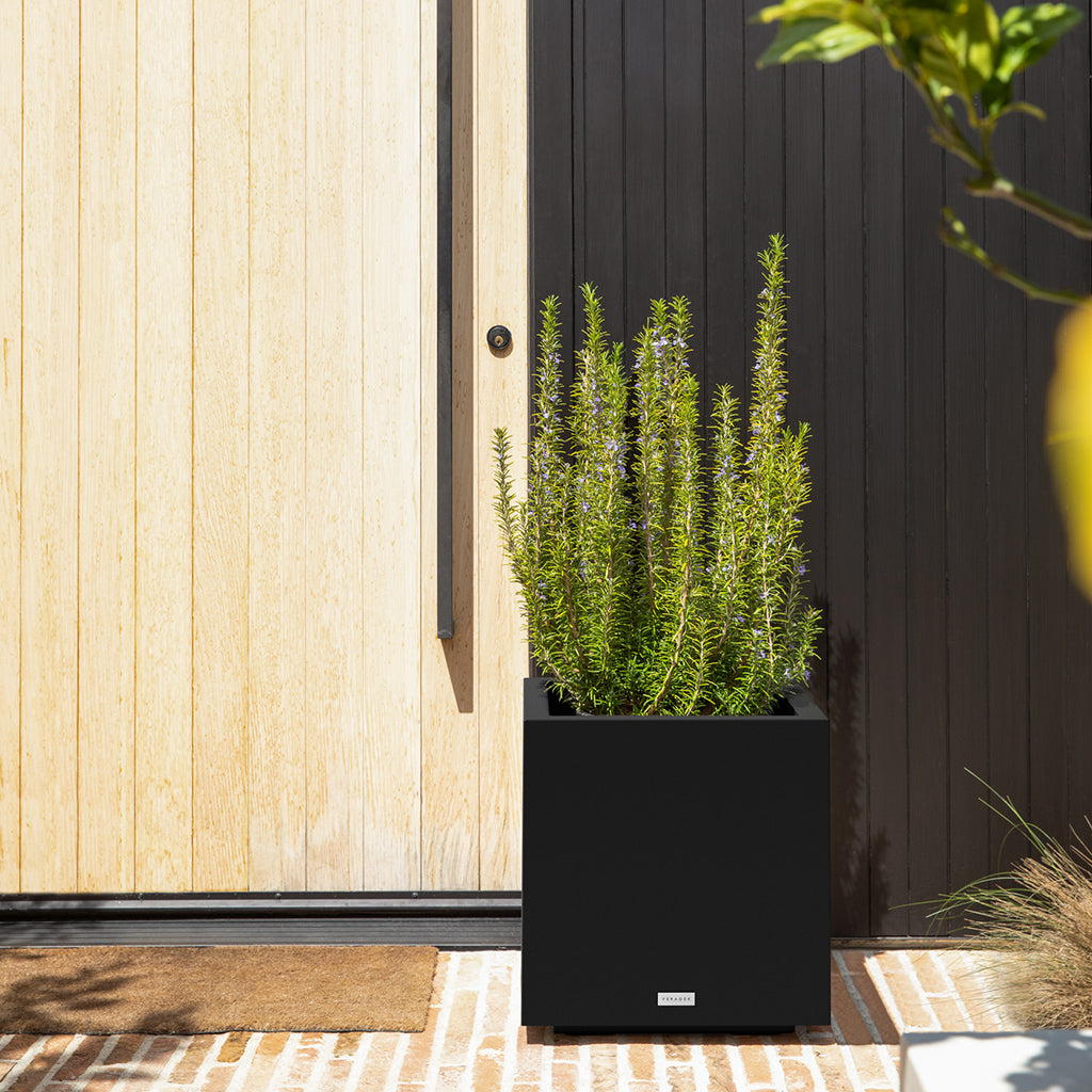 Block Cube Planter Black