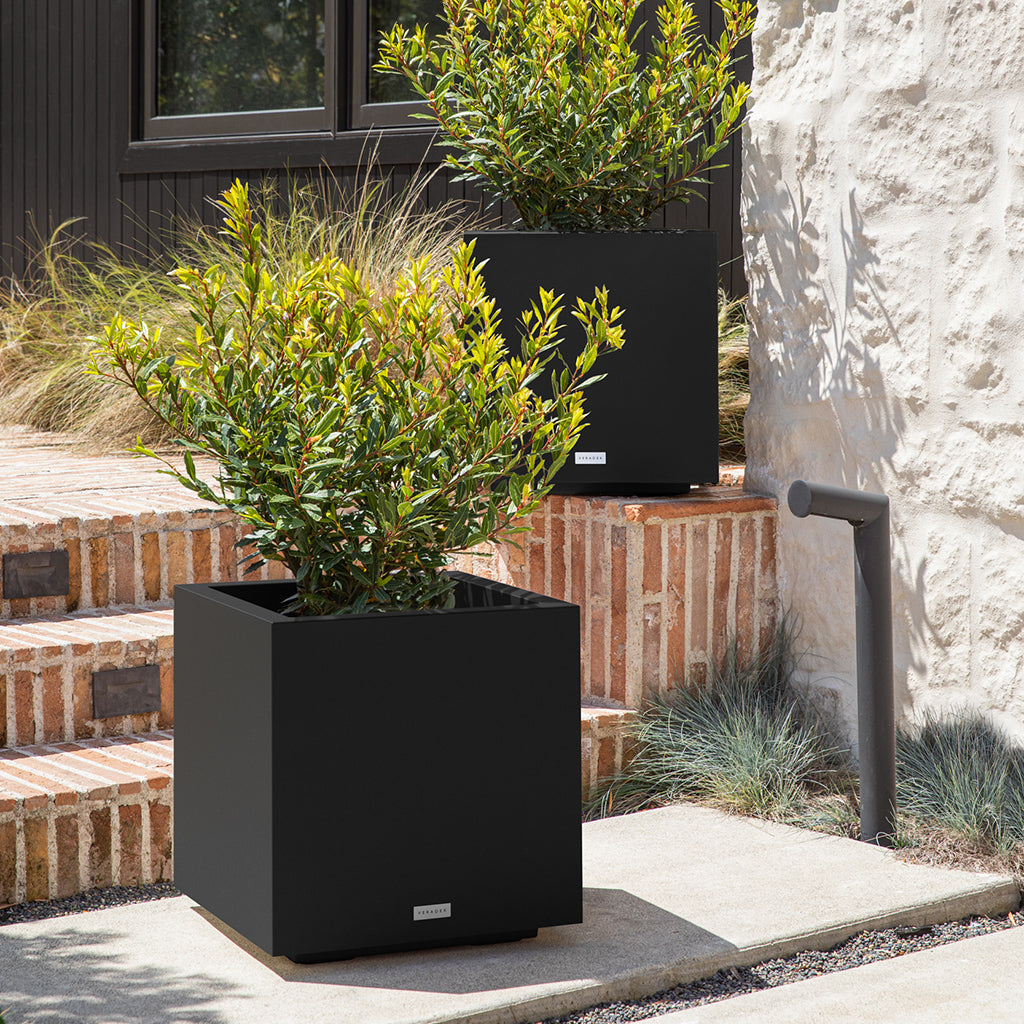 Block Cube Planter Black