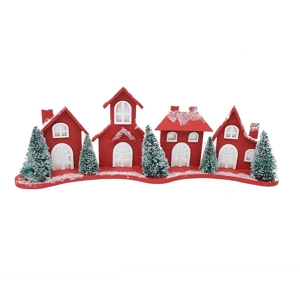 House Village Lighted 21.25in Red Green