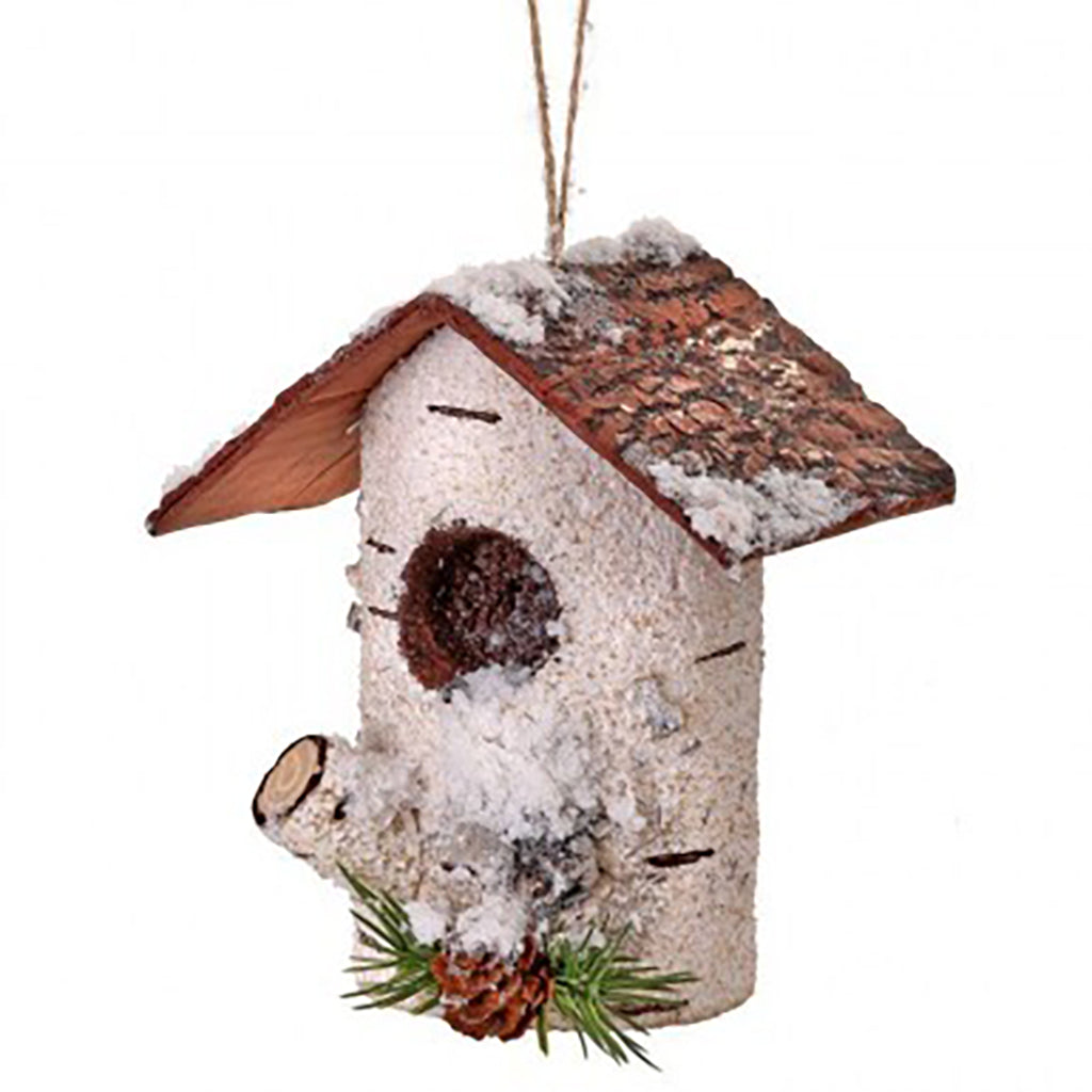 Introducing the Faux Birch Log Birdhouse Ornament, a delightful 7-inch decorative piece that effortlessly captures the rustic allure of nature for your holiday décor. Meticulously crafted to emulate the look of a birch log, this ornament adds a touch of woodland enchantment to your Christmas tree.