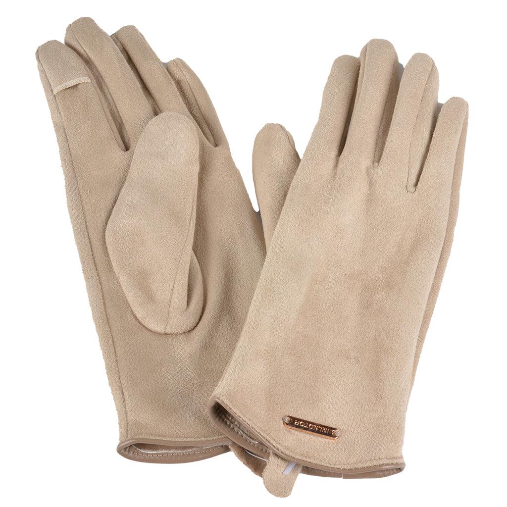 Two Tone Faux Suede Gloves