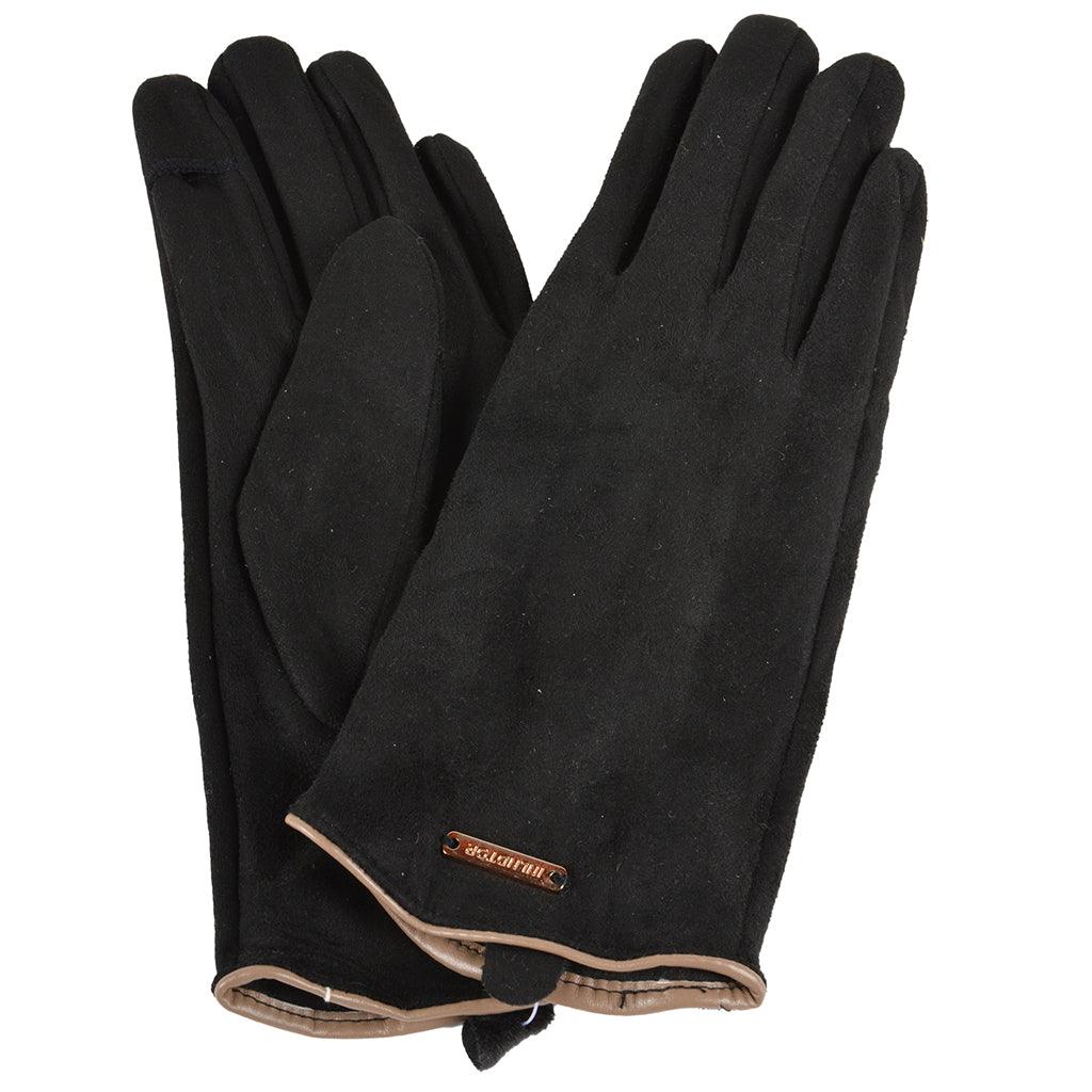 Faux Suede Gloves Black