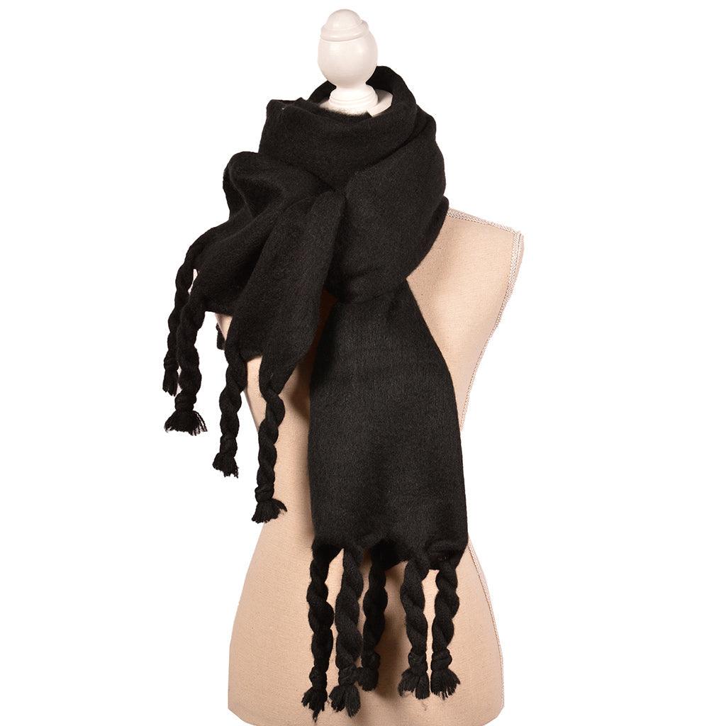 Solid Scarf With Tassels Black