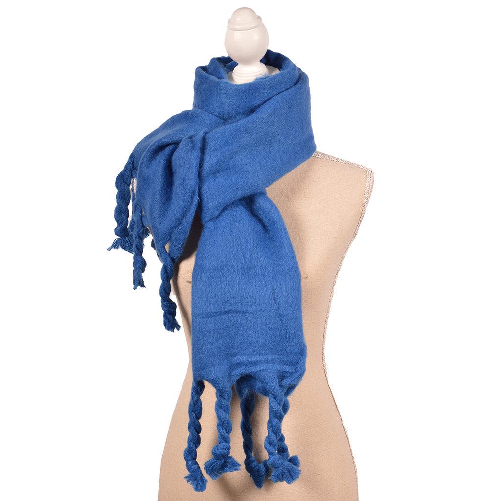 Solid Scarf With Tassels Blue