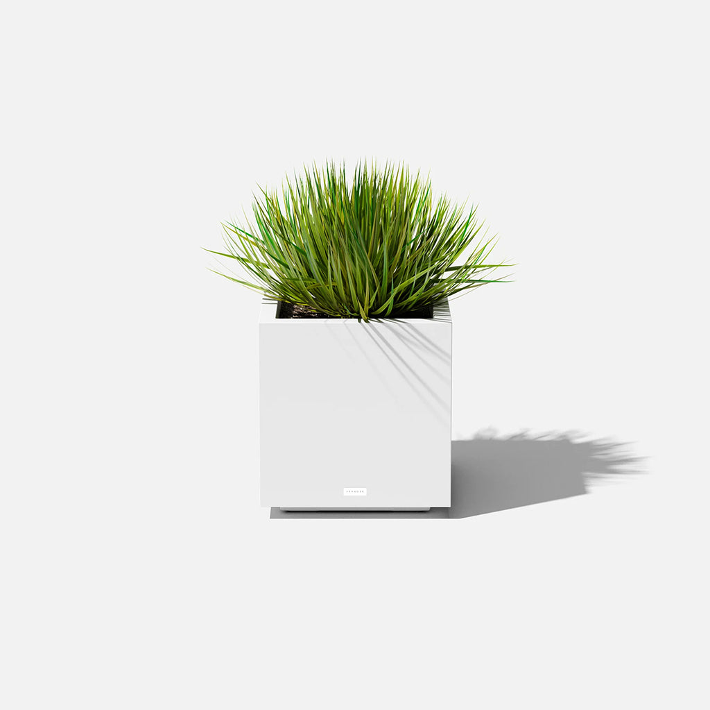 Block Cube Planter 17X17X18" White