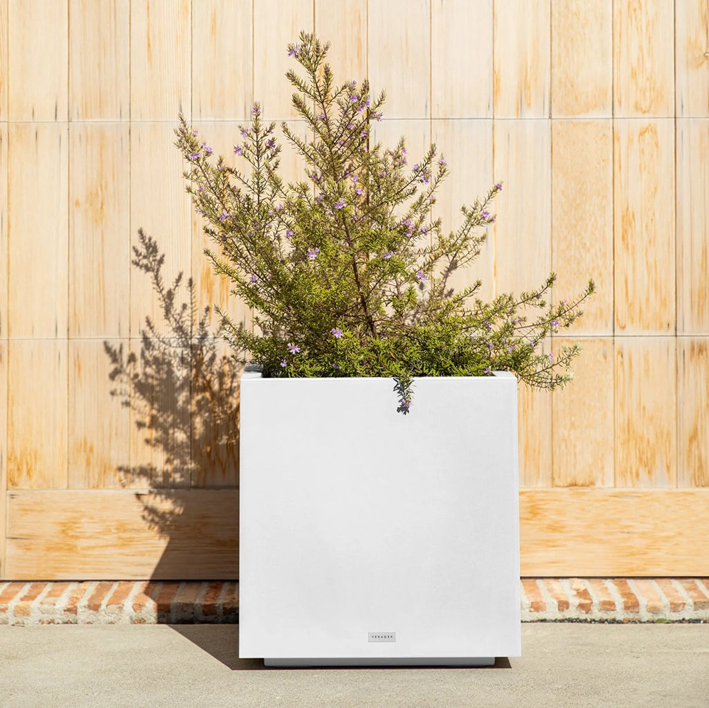 Block Cube Planter 21x21" White