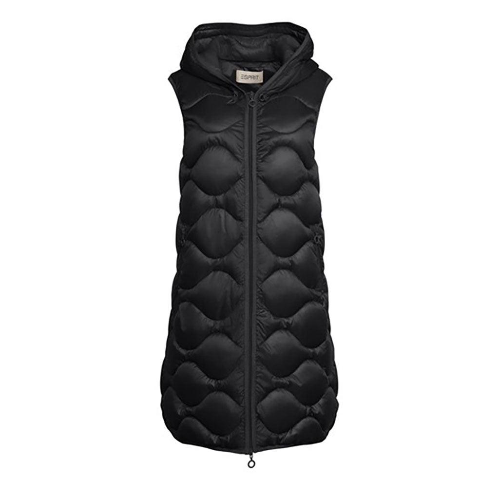 Long Quilt Vest Black