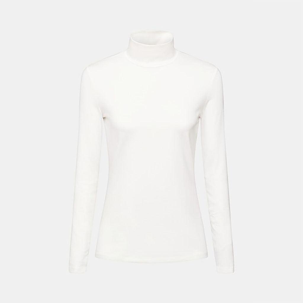 Introducing our Long Sleeve Jersey Turtleneck in White – the ultimate wardrobe essential for your fall collection. 