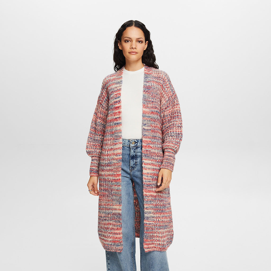 Long Wool Cardigan Red