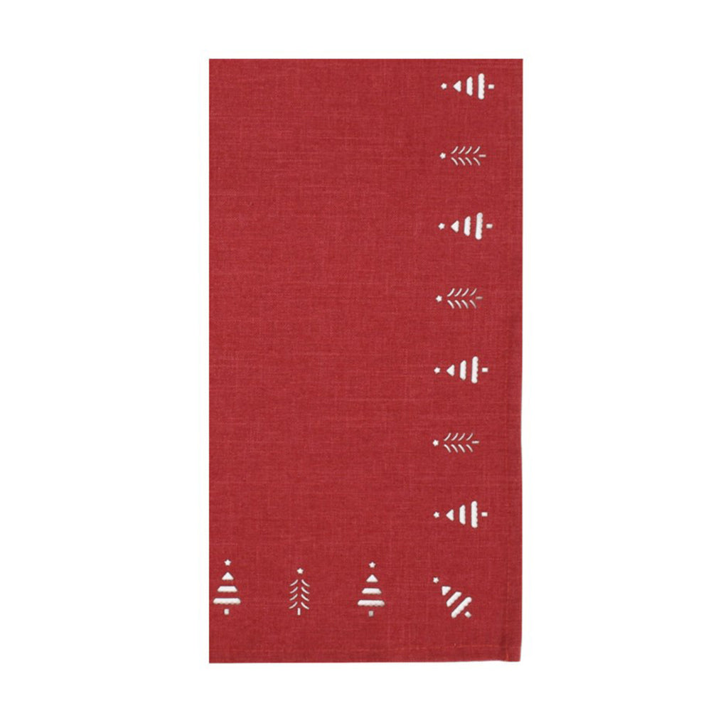 Tree Hemstitch Napkin Set of 4 Red