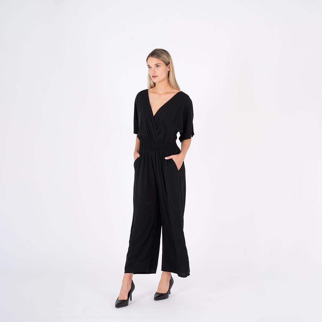 Wrap Front Jumpsuit Black