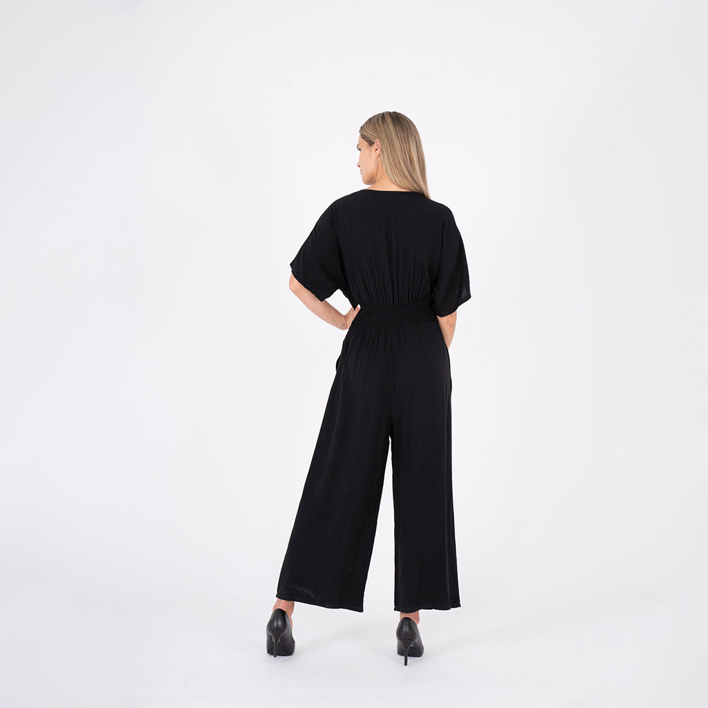 Wrap Front Jumpsuit Black