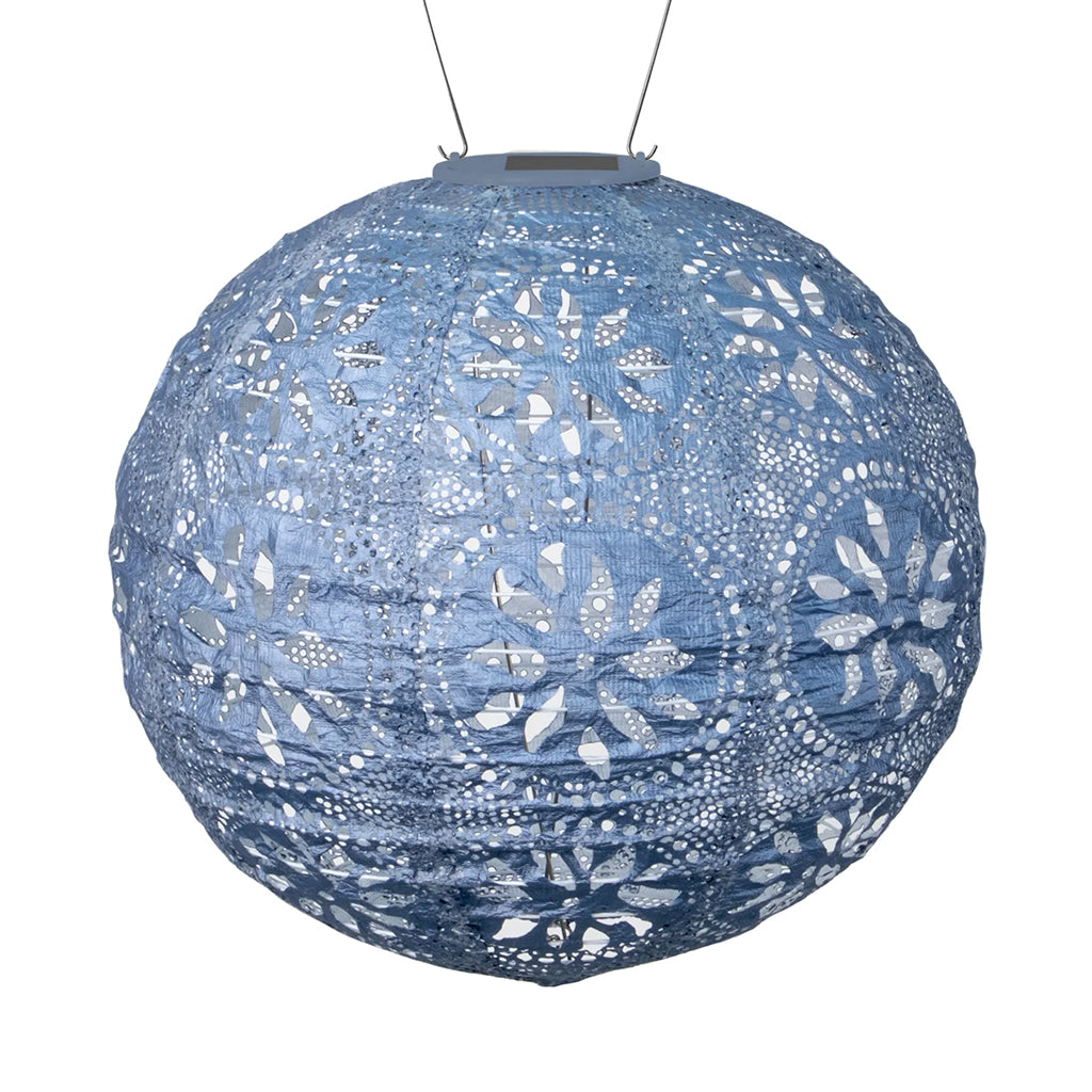 Boho Globe Blue Solar Lantern