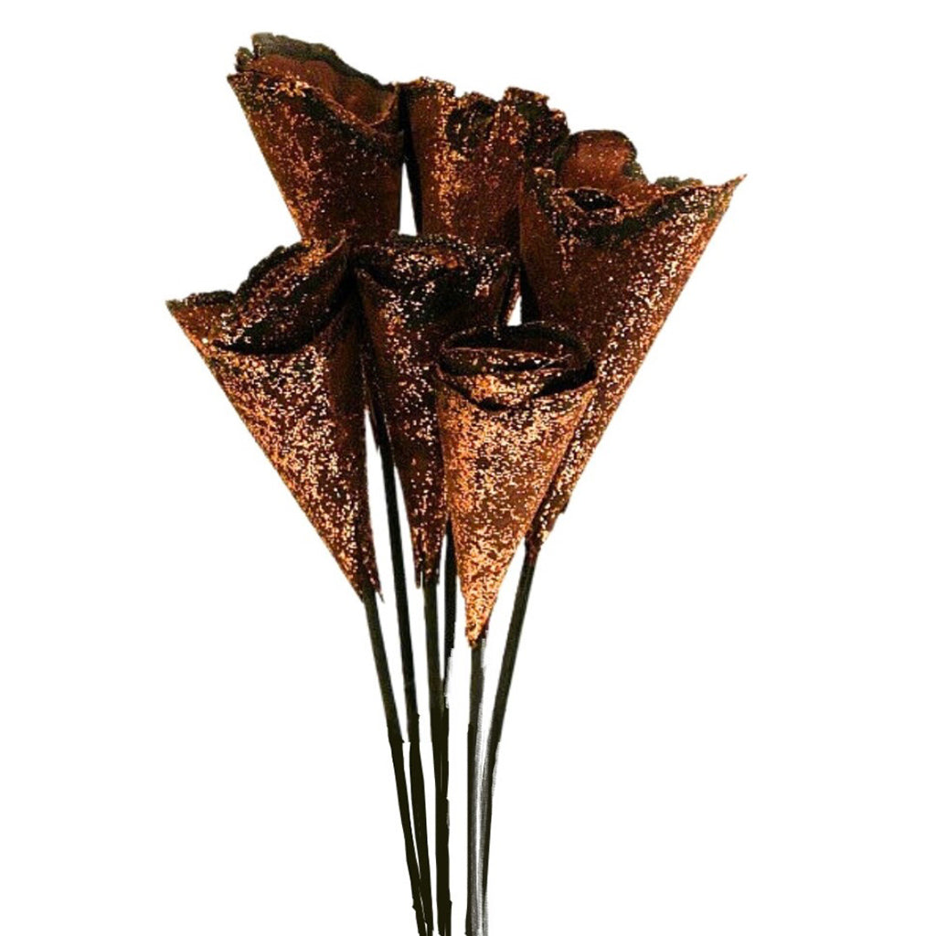 Wood Cones 4-5In Copper 6 Stem